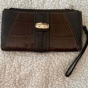Brighton Dark Brown and Black Leather Wristlet